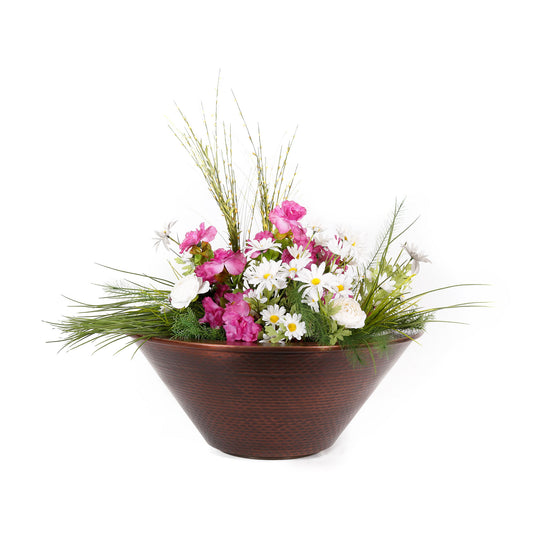Cazo planter bowl hammered copper exterior matte concrete luxury planter