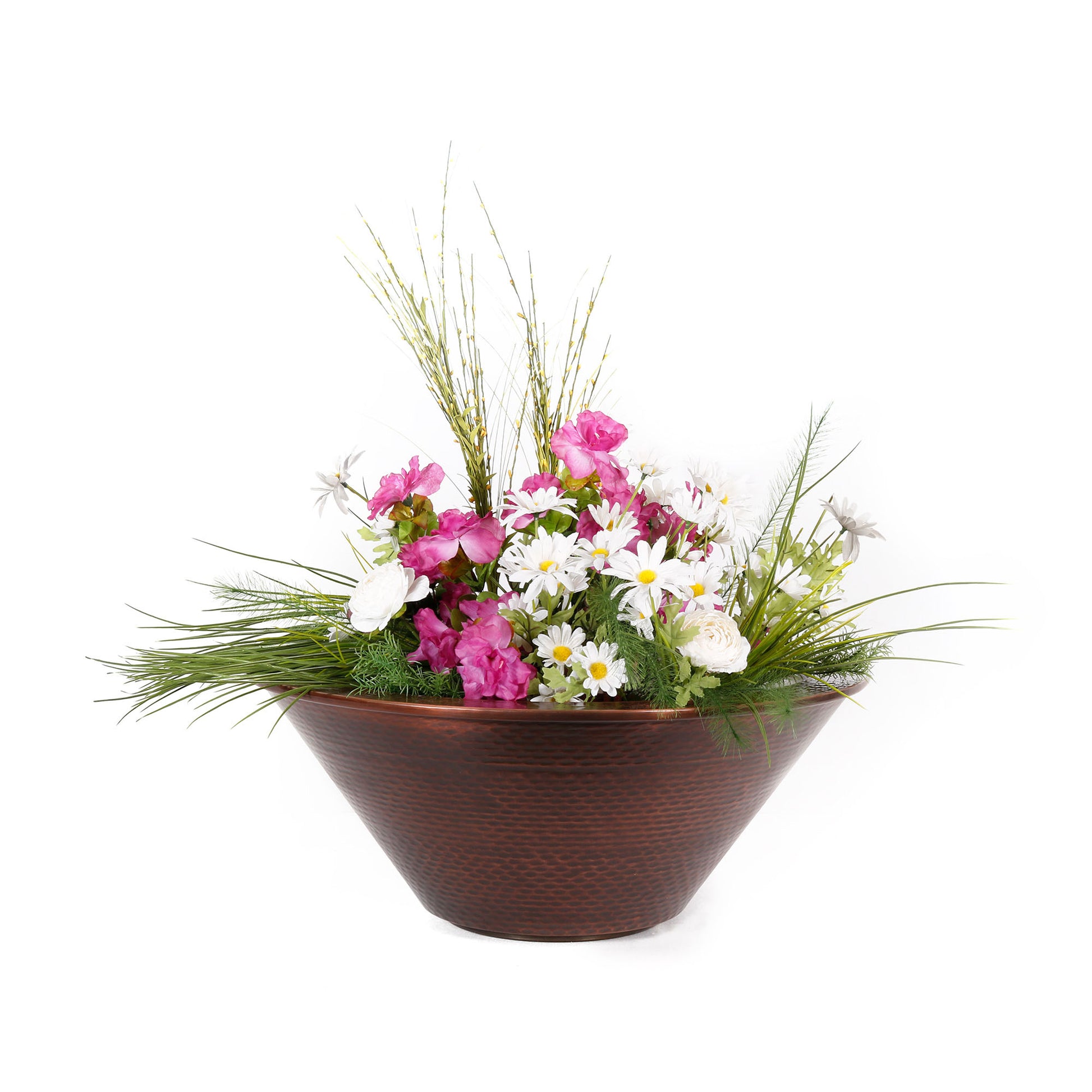 Cazo planter hammered copper exterior matte concrete luxury planter