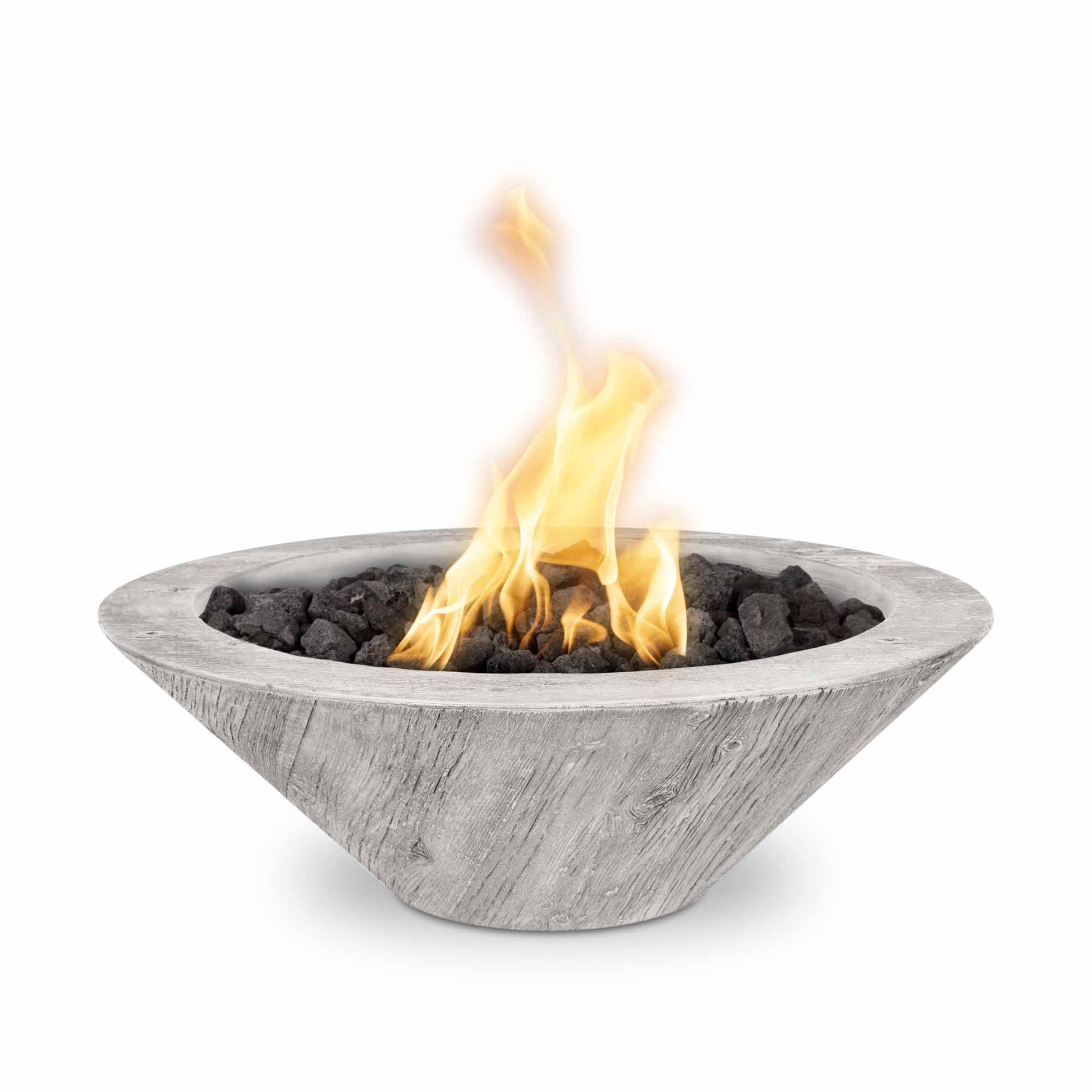 Cazo woodgrain ivory finish gfrc luxury fire pit outdoor lighting