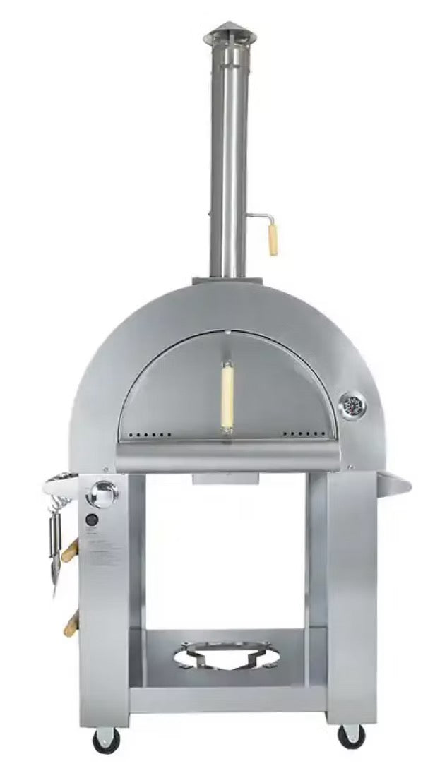 Kokomo Grills 32 Inch Dual Fuel Gas or Wood Fired Stainless Steel Pizza Oven