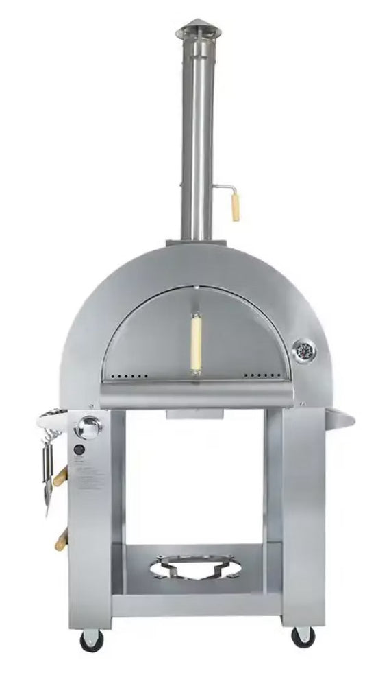 Kokomo Grills 32 Inch Dual Fuel Gas or Wood Fired Stainless Steel Pizza Oven