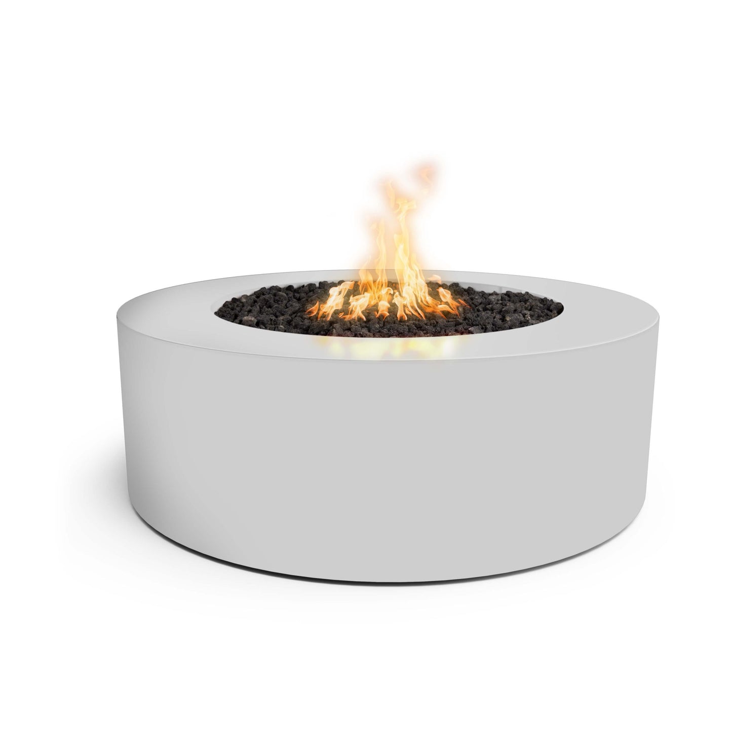 Unity round fire pit low wide perfect flame luxury outdoor lighting