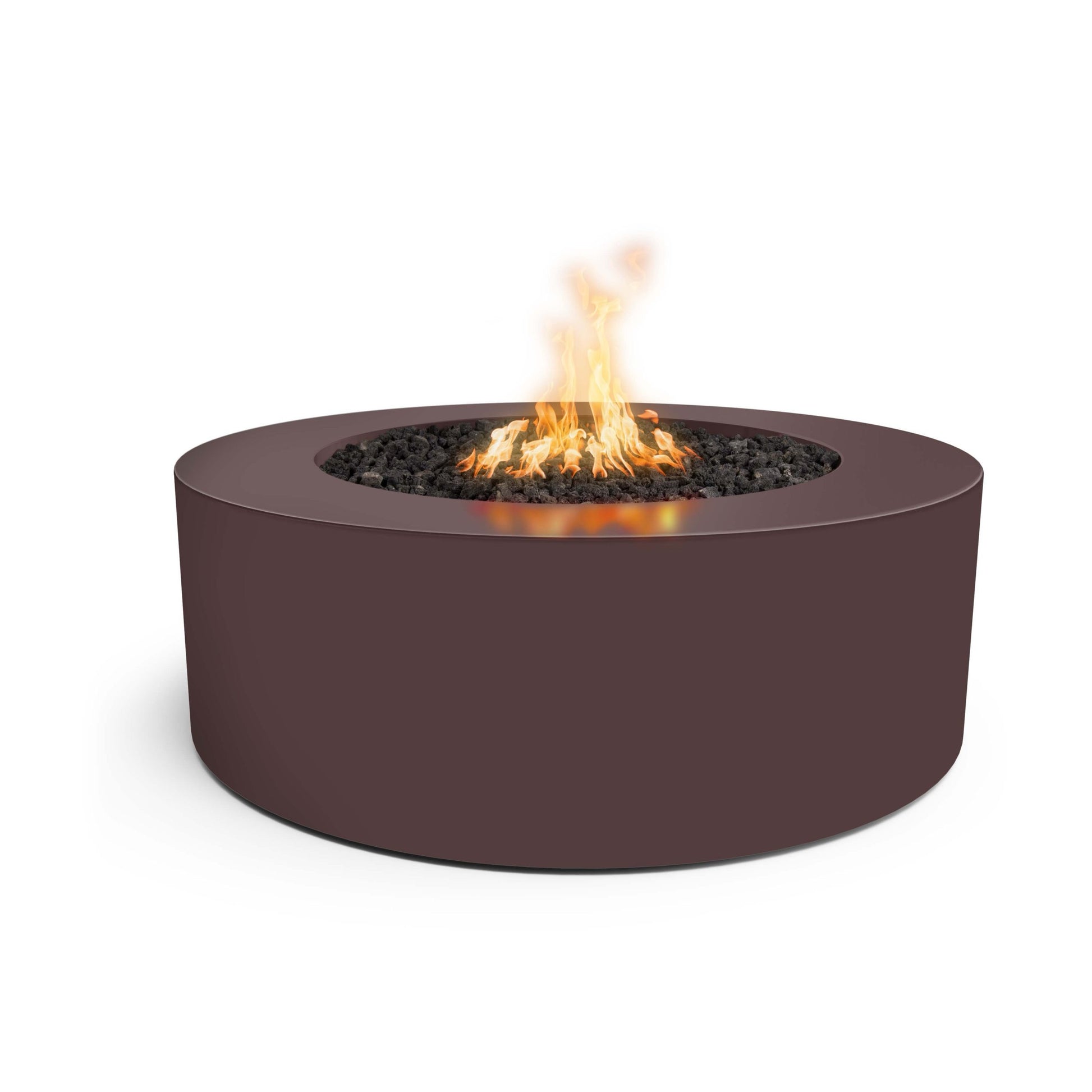 Unity round fire pit low wide perfect flame luxury outdoor lighting