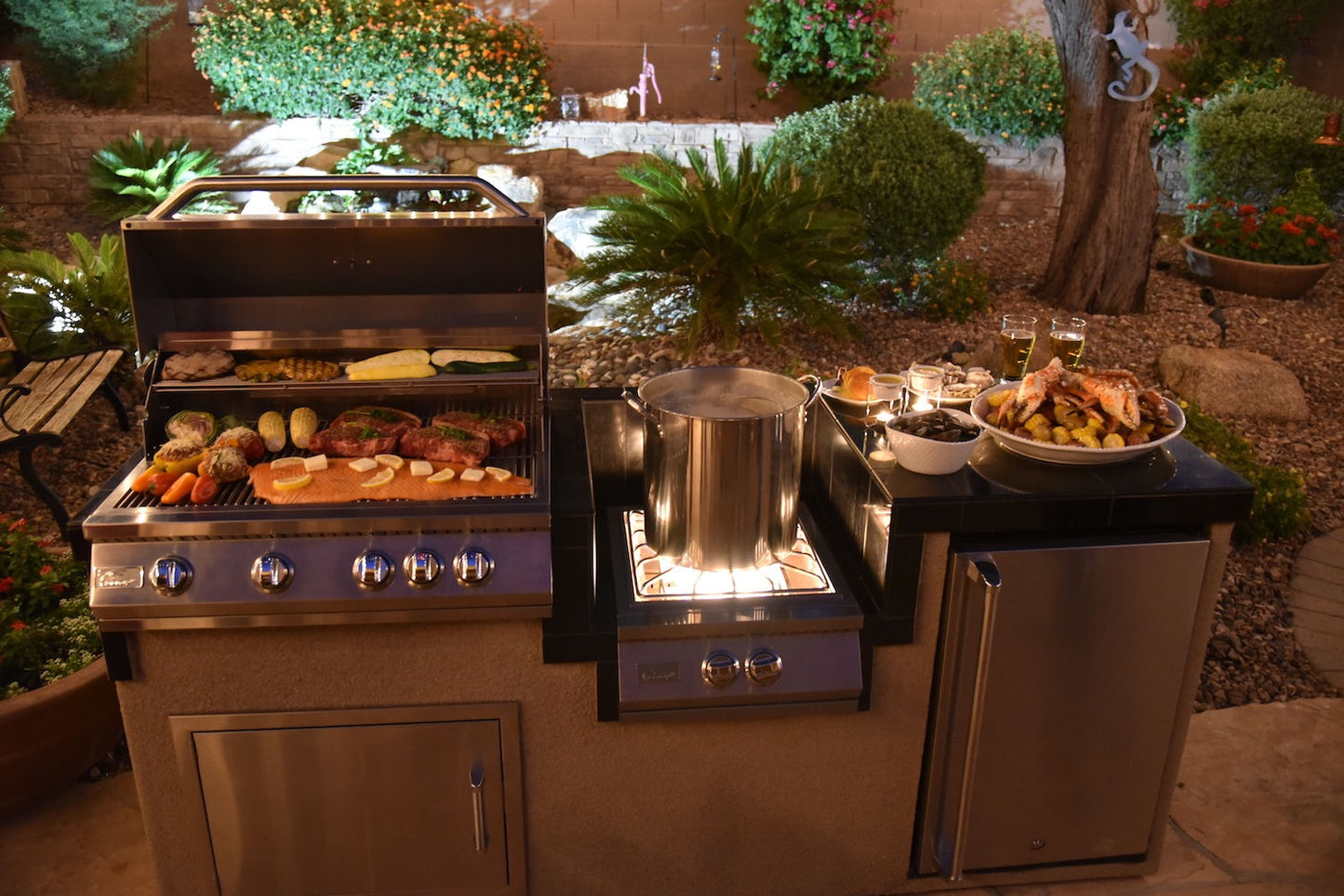Kokomo Grills Power Burner 4 Burner 32 inch Built-In Barbeque Grill Island Kitchen Package