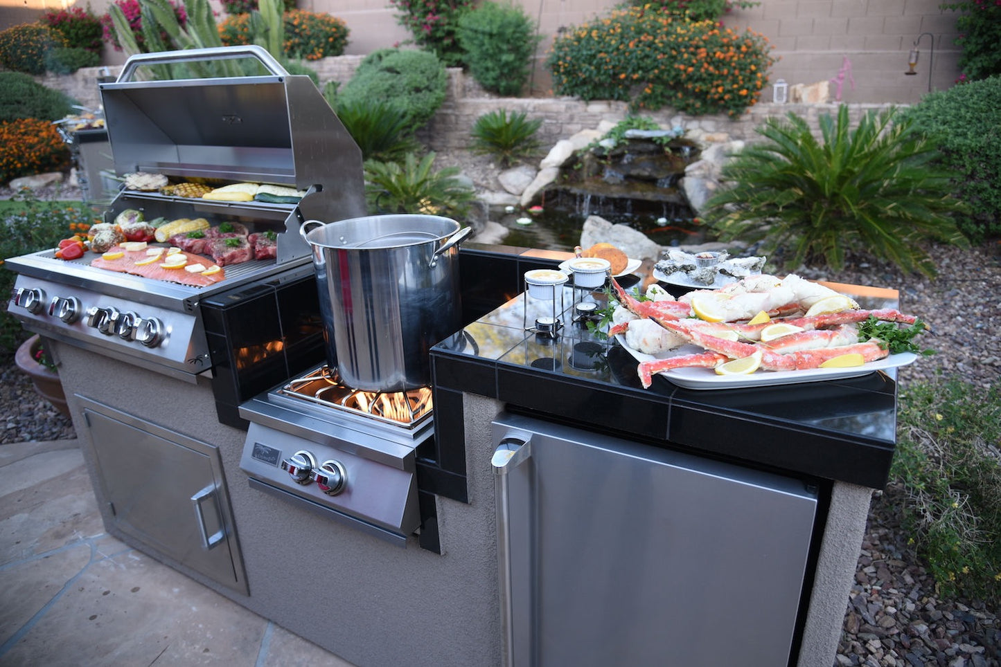 Kokomo Grills Power Burner 4 Burner 32 inch Built-In Barbeque Grill Island Kitchen Package