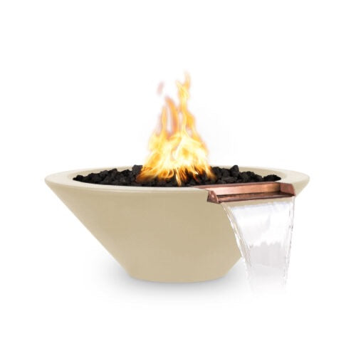 Cazo Fire Bowl one piece concrete 48" gold flame luxury fire and water bowl