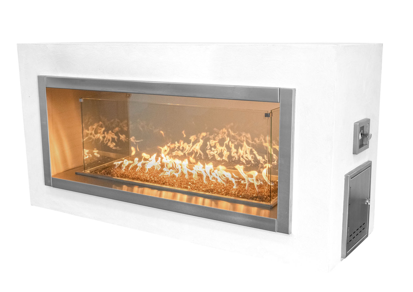 Gold-black pinnacle fireplace, corten steel, powder coat that lasts forever