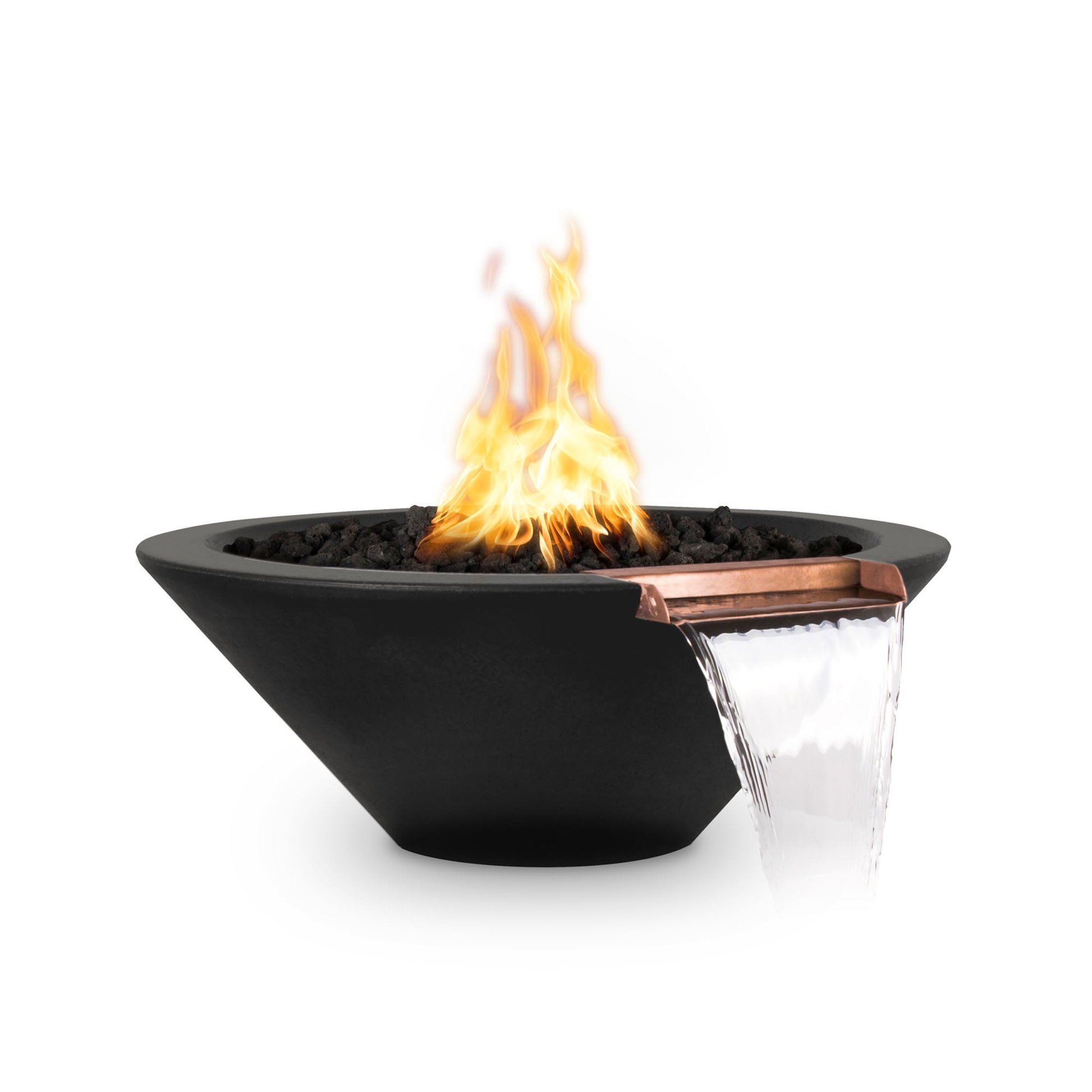 Cazo luxury fire and water bowl. bright blue flame flowing water fall
48" flame, remote ignition, lifetime warranty.