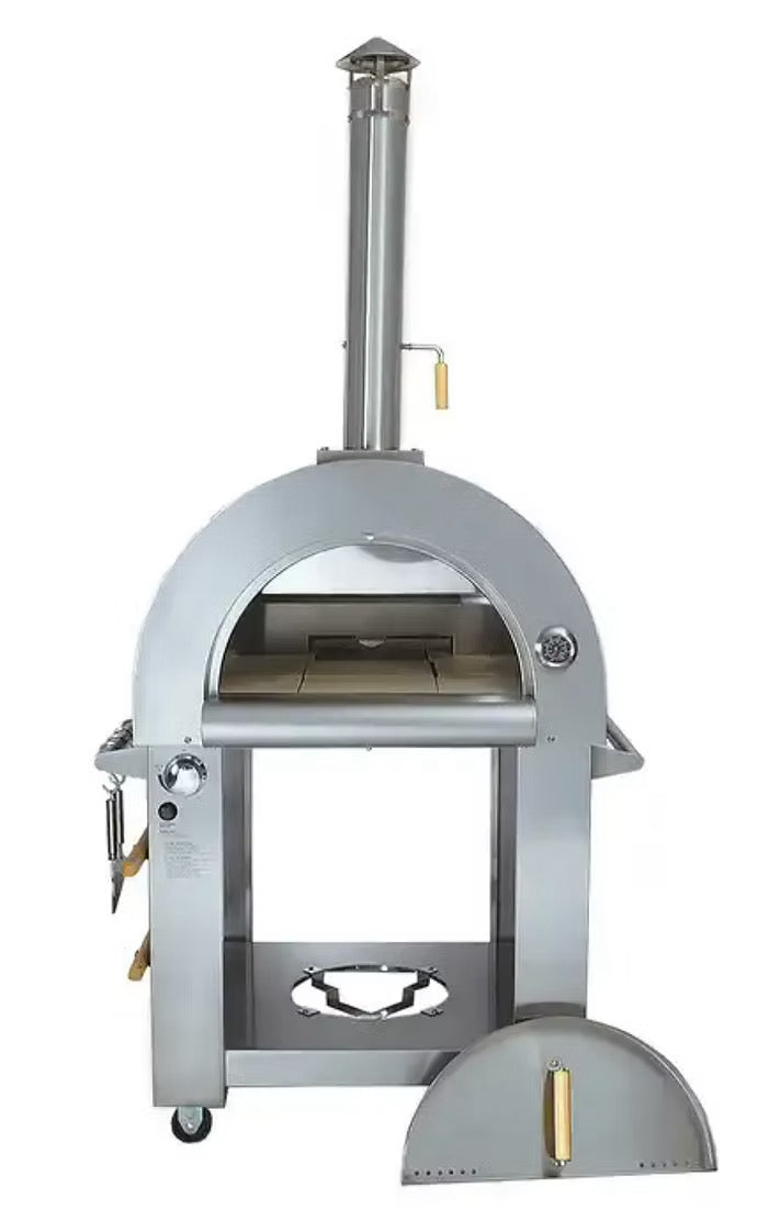 Kokomo Grills 32 Inch Dual Fuel Gas or Wood Fired Stainless Steel Pizza Oven