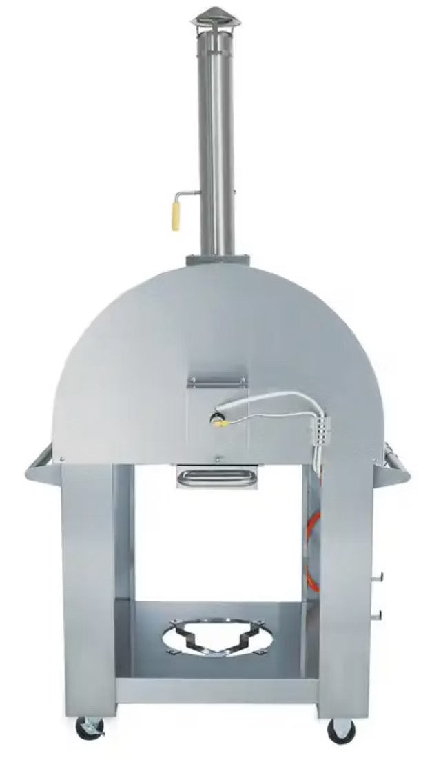 Kokomo Grills 32 Inch Dual Fuel Gas or Wood Fired Stainless Steel Pizza Oven