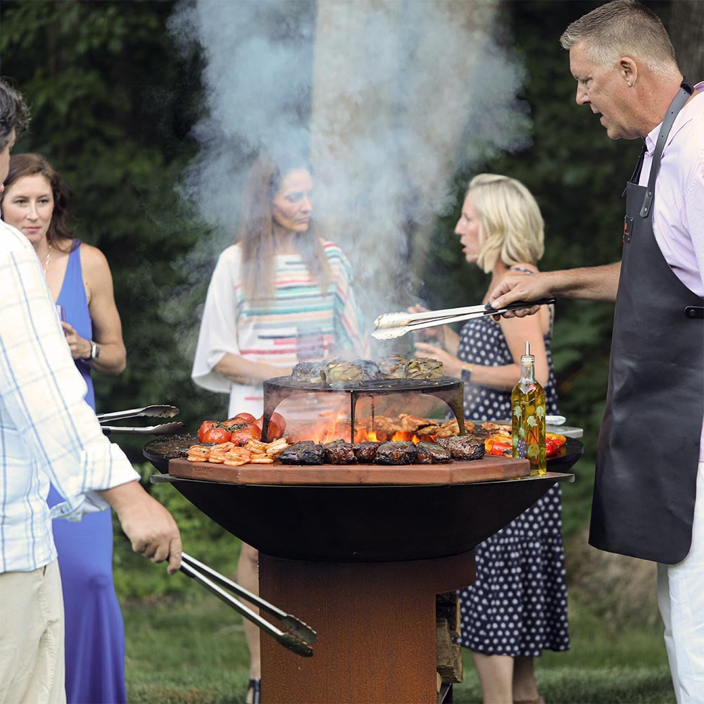 Arteflame Classic 40″ — Round Base Flat Top Grill & Fire Bowl (Corten Steel)