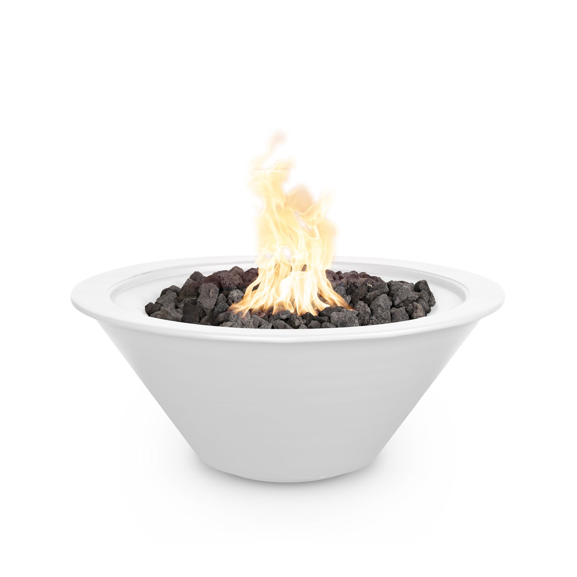 Cazo fire pit concrete over metal powder coat white luxury fire pit