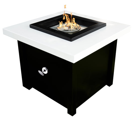 Gold-black Pinnacle Cazo fire pit concrete over metal powder coat