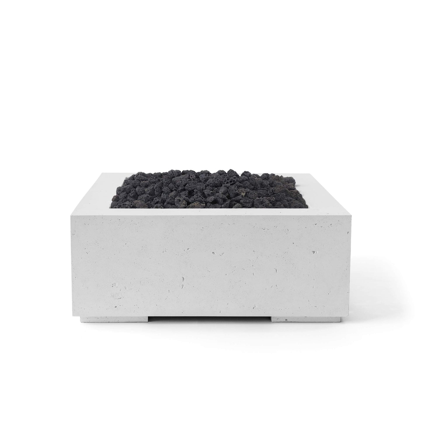 Alea 32 Lightweight Concrete Fire Pit - EI - Ash Concrete - Black Lava Rock