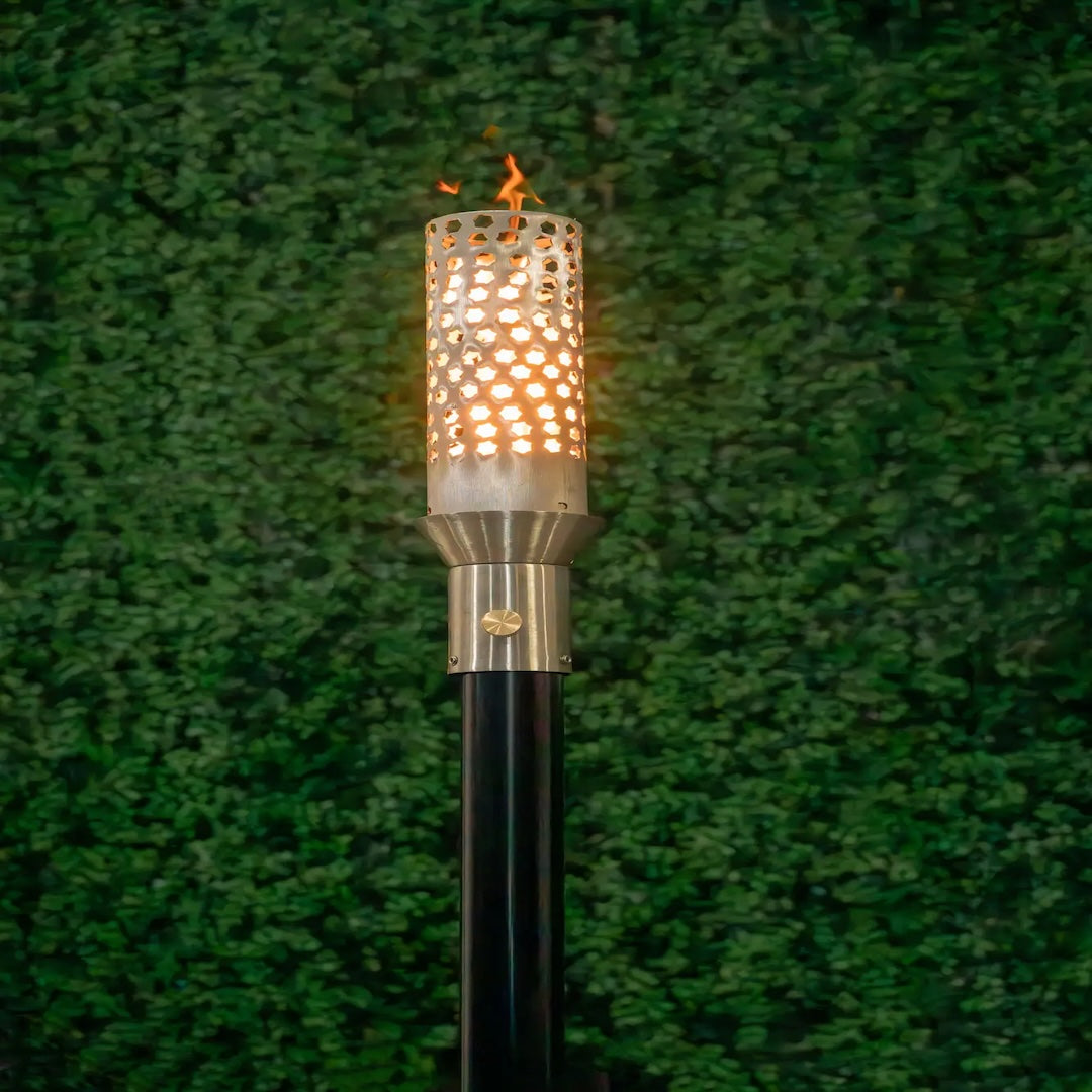  Luxury 304 stainless steel torches in outdoor entertaining space at dusk