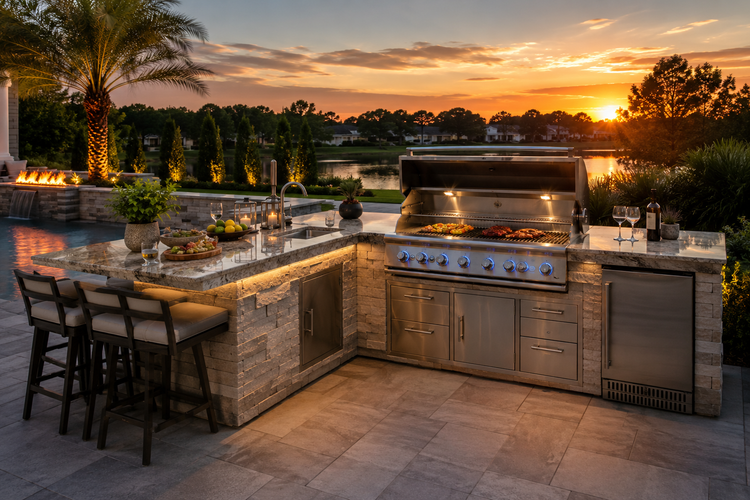 Luxury Outdoor Kitchen Islands & BBQ Grill Islands
