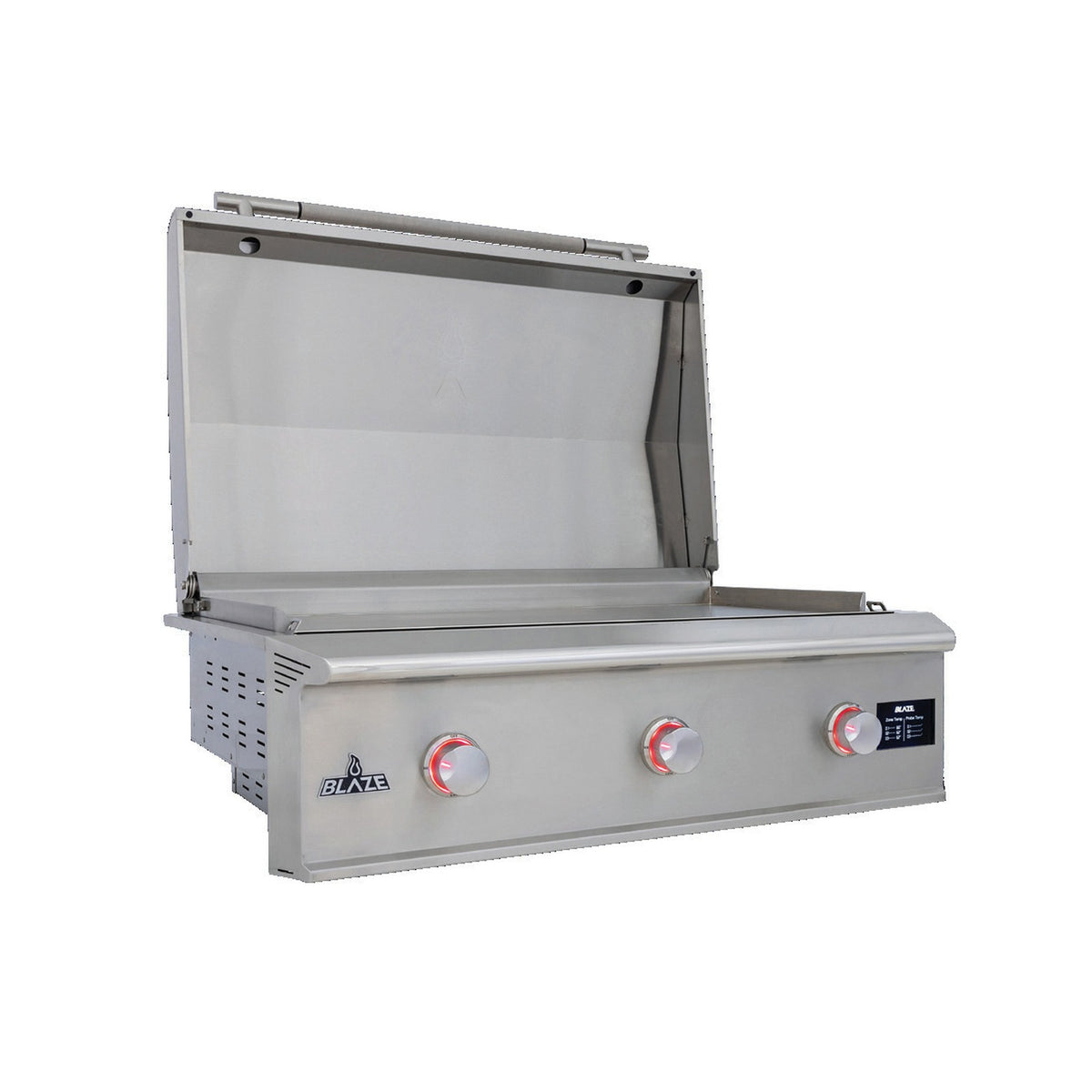 Blaze LTE PRO 40-Inch Gas Griddle BLZ-GRIDDLE40 with lid open full product view