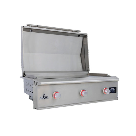 Blaze LTE PRO 40-Inch Gas Griddle BLZ-GRIDDLE40 with lid open full product view