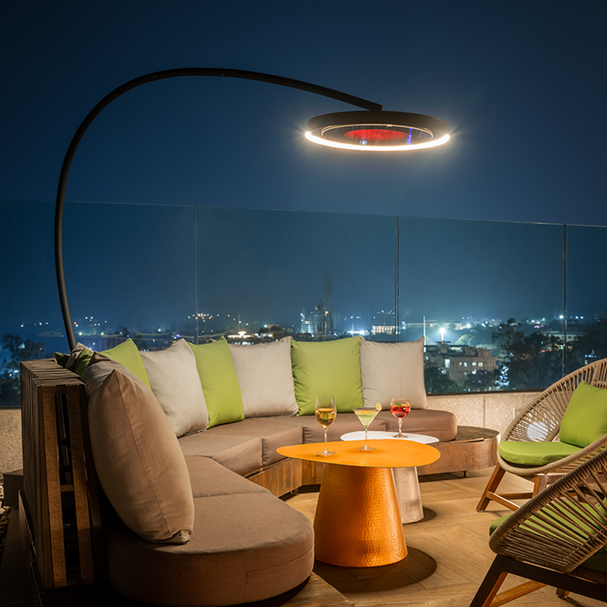 Bromic Eclipse Smart-Heat Portable electric patio heater in black with integrated LED light
