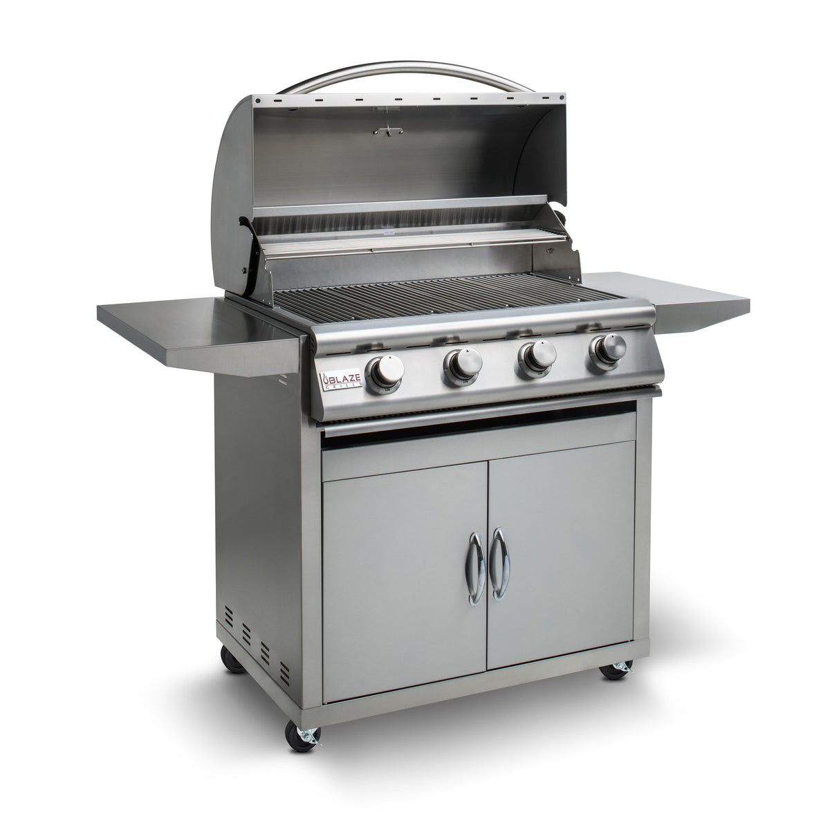 Blaze LBM 32-Inch 4-Burner Grill on stainless steel cart