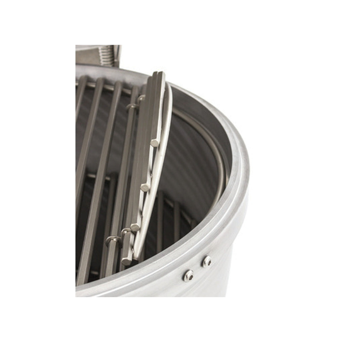 Blaze BLZ-20-KAMADO hinged cooking surface for adding charcoal or wood