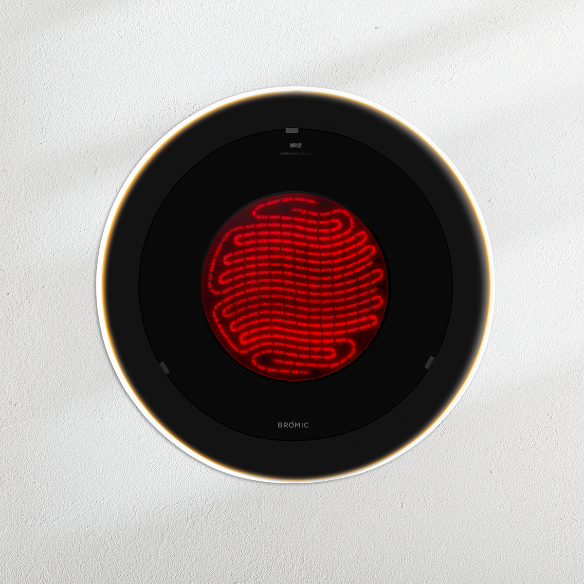 Underside view of the Bromic Eclipse Portable heating element and integrated LED light ring