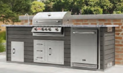 Bull Core Series Premier Q Angus Outdoor Kitchen Island in Charcoal Timber Tough with Colonial White Granite Countertop