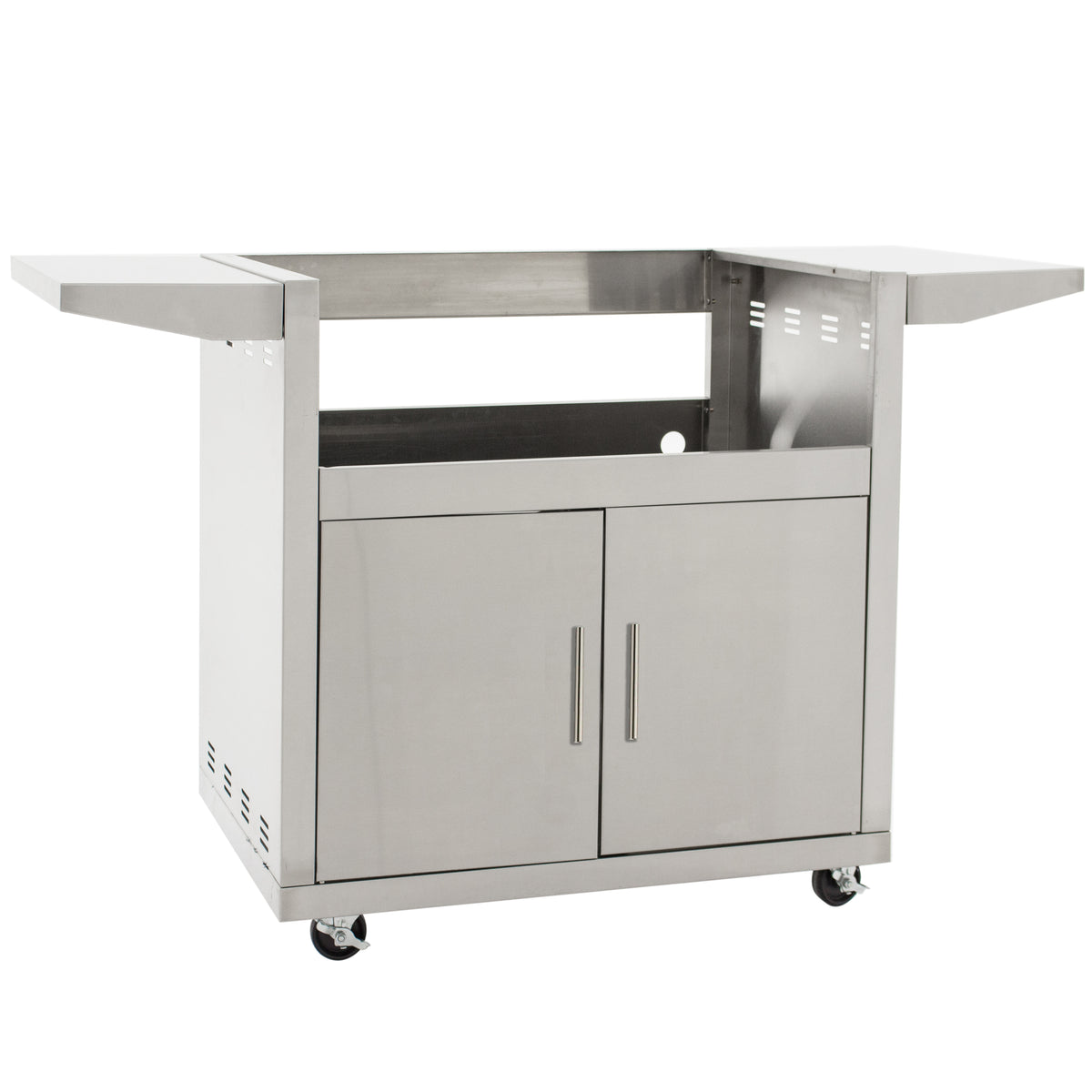 Blaze 32-inch LTE grill cart with stainless steel storage cabinet and side shelves