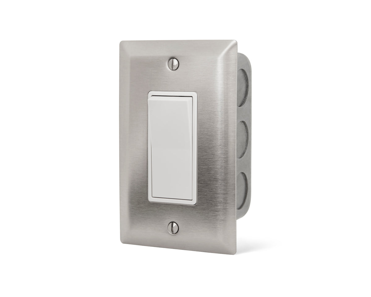 Infratech 14-4400 single stainless steel wall plate with rocker switch and gang box