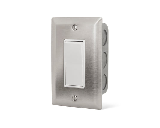 Infratech 14-4400 single stainless steel wall plate with rocker switch and gang box