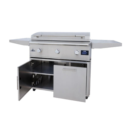Blaze LTE PRO 40-Inch Gas Griddle on stainless steel cart BLZ-GRIDDLE40-CART-LTSC