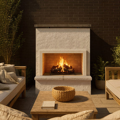 CalFlame Monterey – Modern Outdoor Gas Fireplace W/ Bottom Mantel