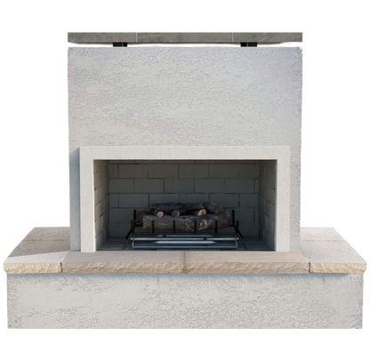CalFlame SAHARA Modern Outdoor Gas Fireplace w/ Wrap-Around Mantel