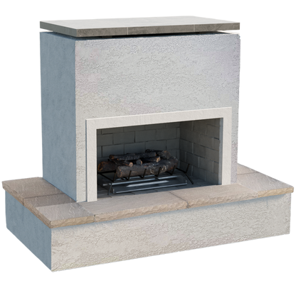 CalFlame SAHARA Modern Outdoor Gas Fireplace w/ Wrap-Around Mantel