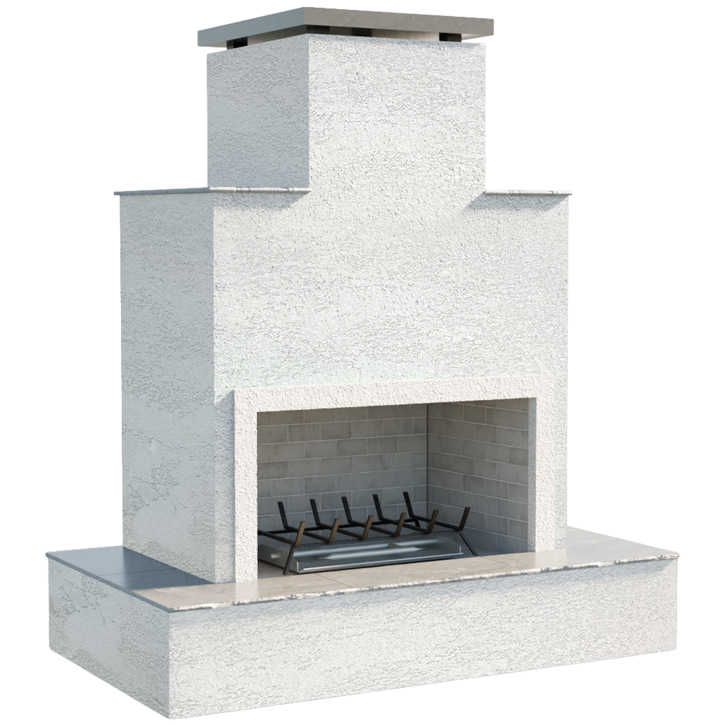 CalFlame Tahiti – Contemporary Outdoor Gas Fireplace W/ Bottom Wrap-Around Mantel
