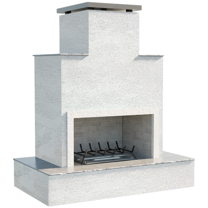 CalFlame Tahiti – Contemporary Outdoor Gas Fireplace W/ Bottom Wrap-Around Mantel