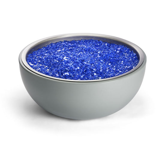 HPC Fire spun aluminum fire bowl with blue fire glass accent