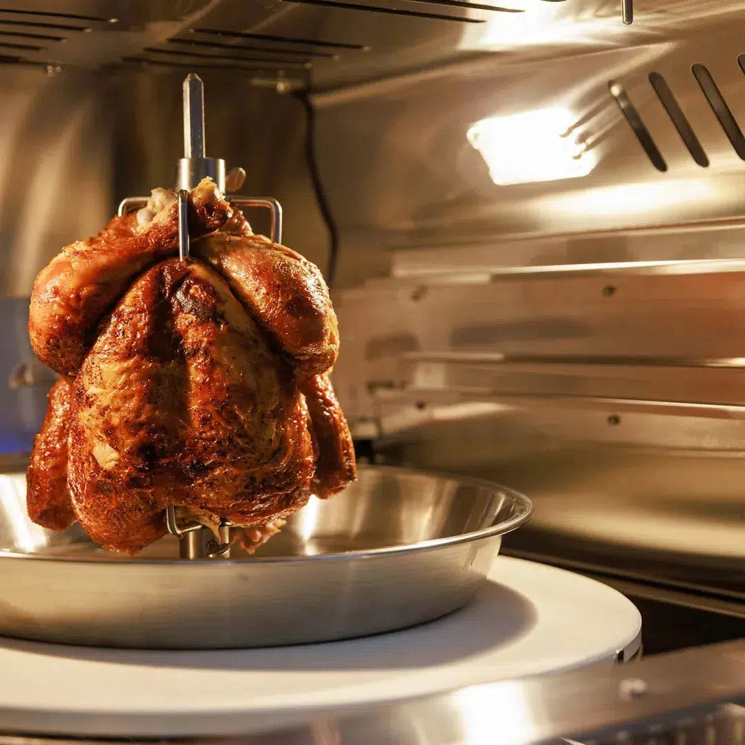 Blaze LTE+ 26-inch outdoor pizza oven interior with vertical rotisserie