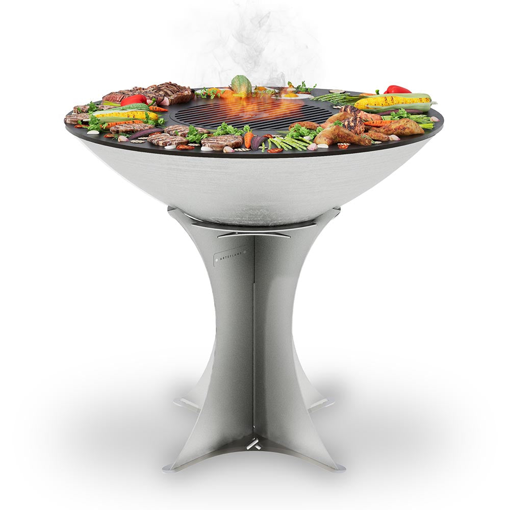 Arteflame XXL 40 inch flat top grill with high euro base - three quarter view showing ergonomic height
