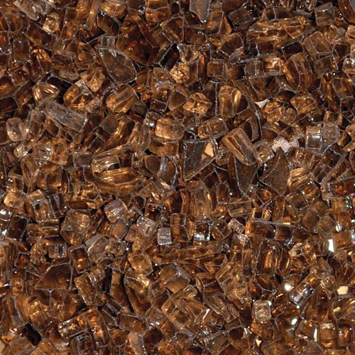 Copper-colored decorative fire pit glass for warm, inviting outdoor fire features.