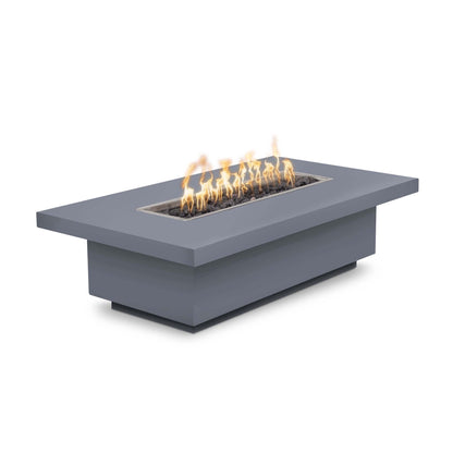 Fremont fire pit with flames burning - powder-coated steel construction featuring integrated flame feature for outdoor entertaining