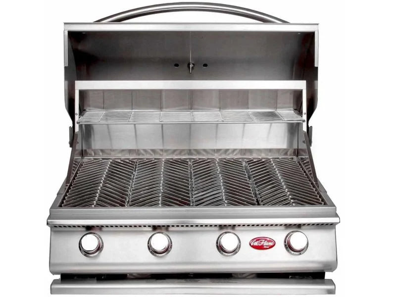 Cal Flame G4 built-in grill with stainless steel hood, front open view