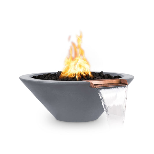 Cazo Fire Bowl one piece concrete 48" gold flame luxury fire water bowl