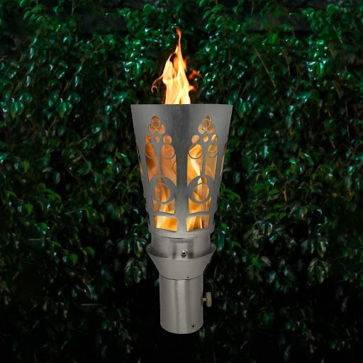 Stainless steel wide Mosaic fire torch wind proof 30,000 btu  perfect flame luxury outdoor lighting