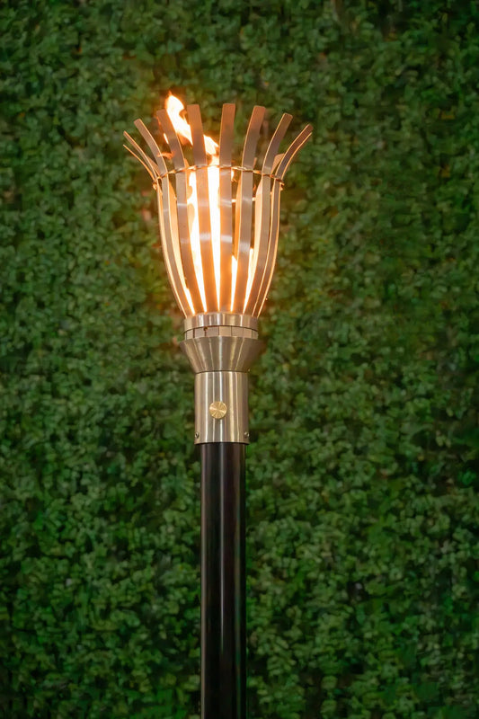 Stainless steel basket fire torch wind proof 30,000 btu  perfect flame luxury outdoor lighting