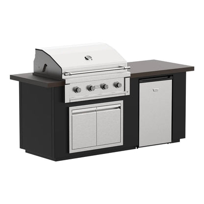Gold-black Pinnacle outdoor kitchen built in stainless steel grill wine fridge luxury patio dining