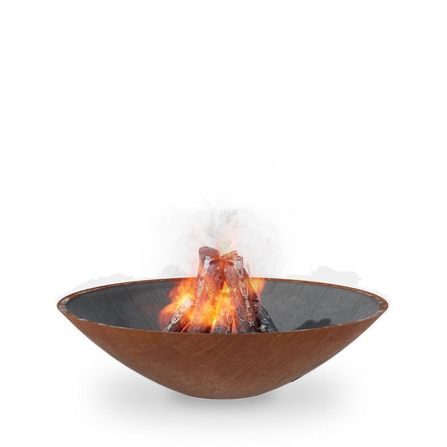  Arteflame 40 inch wood burning fire pit - front view of seamless corten steel fire bowl
