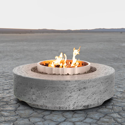 Pinnacle Prestige Fire Pits Gold-black for Elite patios.

Hand lit stainless steel-48" flame, remote ignition, lifetime warranty.