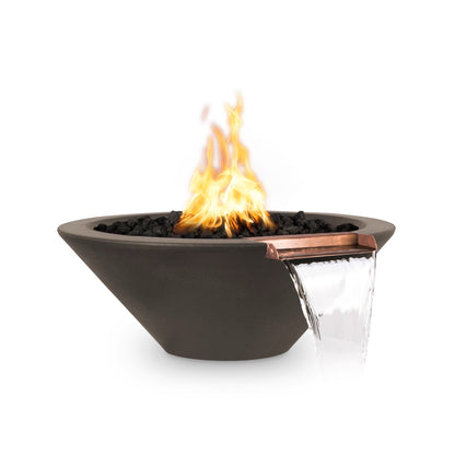 Cazo Fire Bowl one piece concrete 48" gold flame luxury fire and water bowl