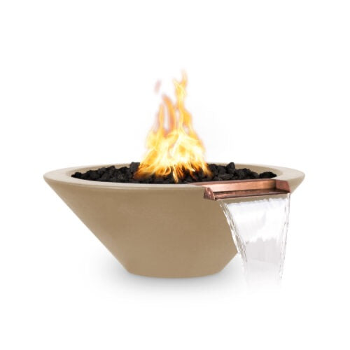  Cazo Fire Bowl one piece concrete 48" gold flame luxury fire and water bowl